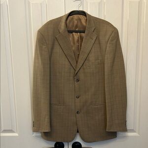 Classic Men's Brown Plaid Wool Blazer
